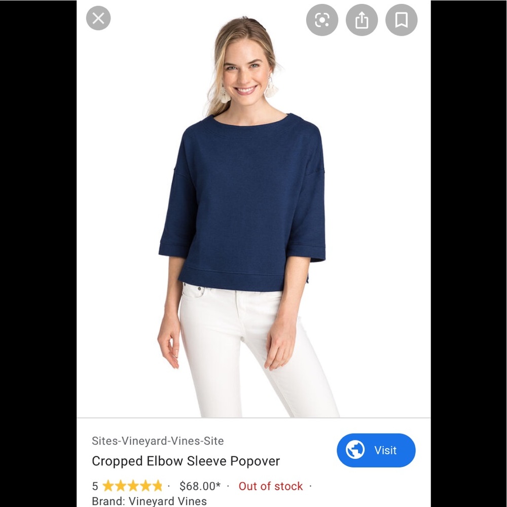 Vineyard vines cropped elbow sleeve pullover‎ NWT